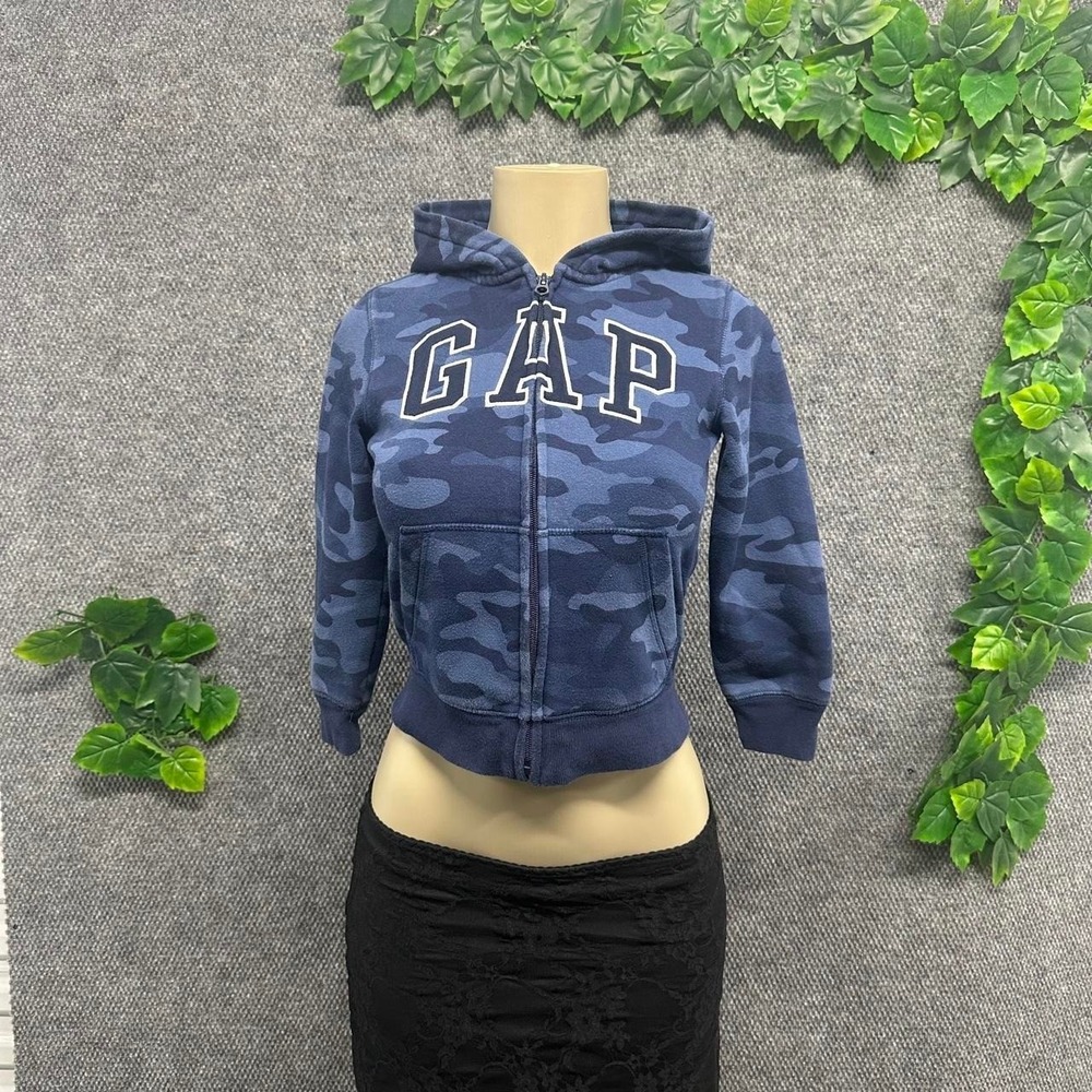 GAP Blue Camo Baby Fit Zip Up Hoodie